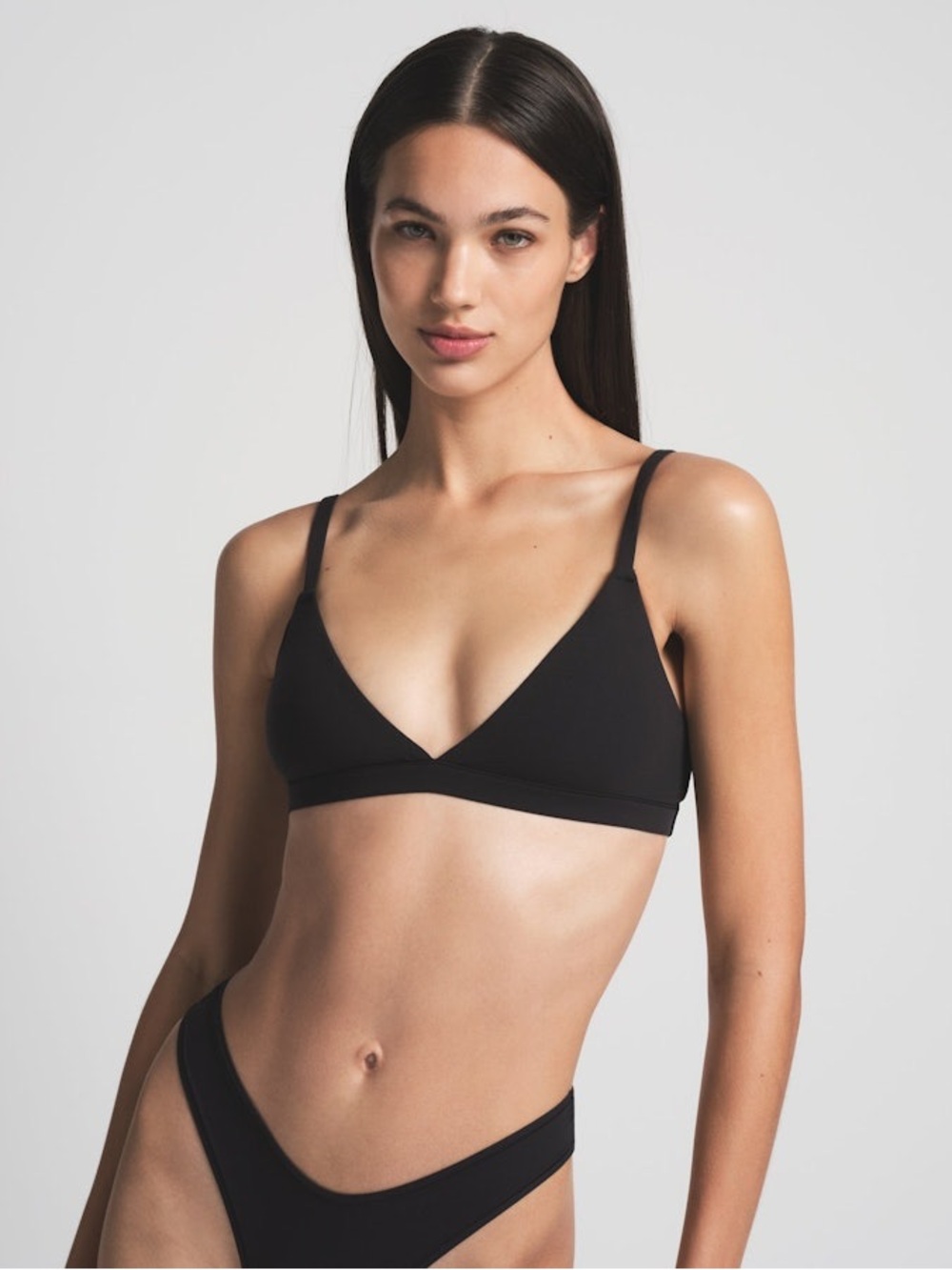 SKIMS Fits Everybody Triangle Bralette Onyx Black Size S NWT Minimalist